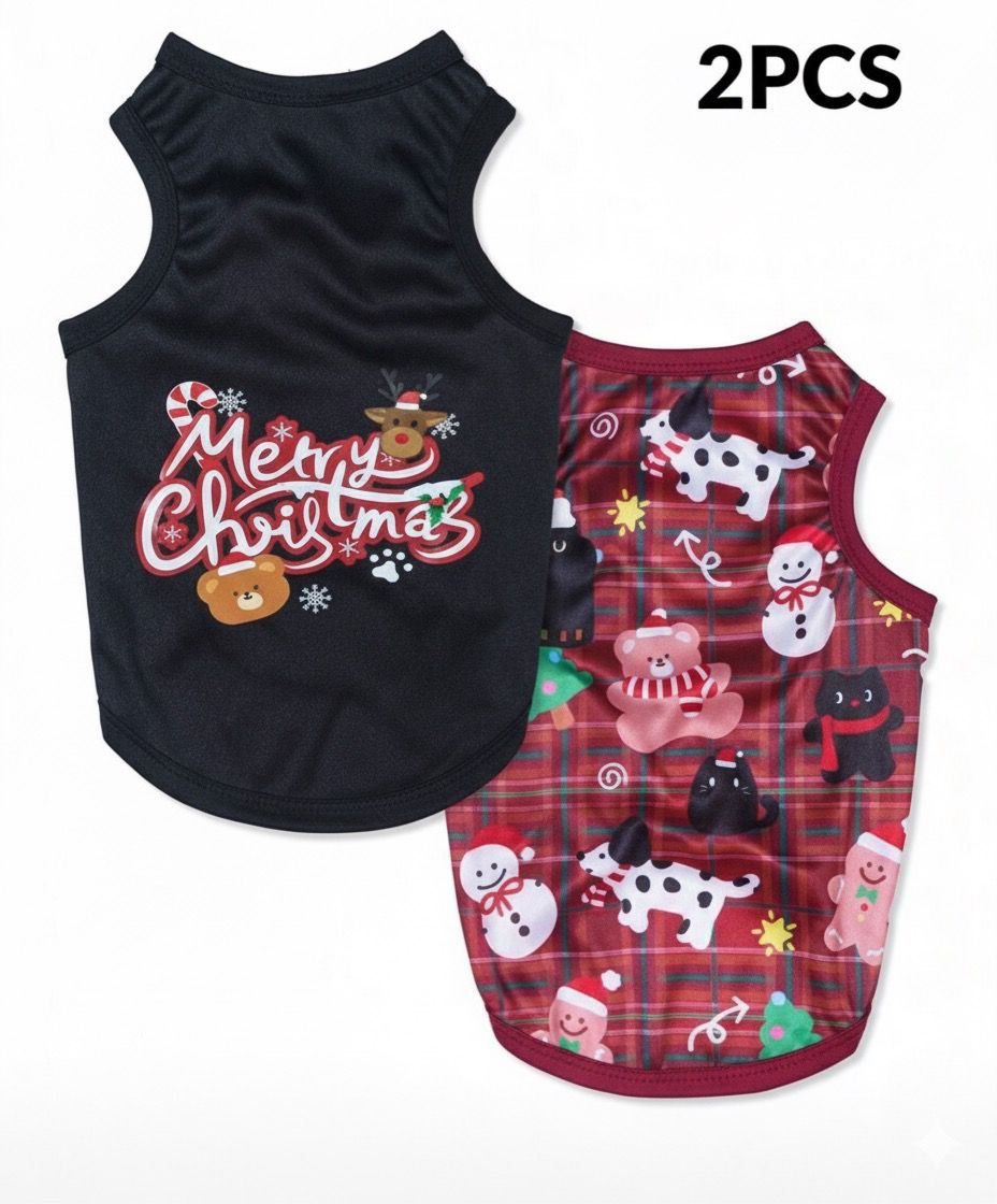 Polera pack 2 navidad Merry Christmas Y Cuadros