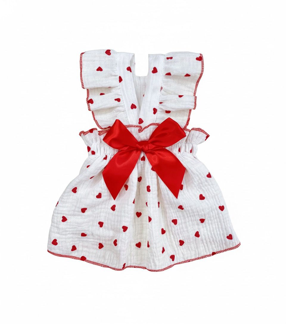 Vestido mini corazones rojos con lazo