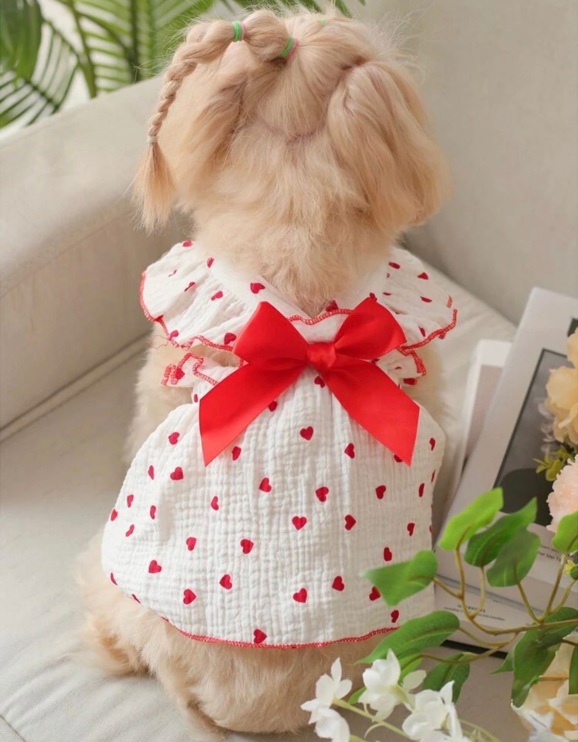 Vestido mini corazones rojos con lazo