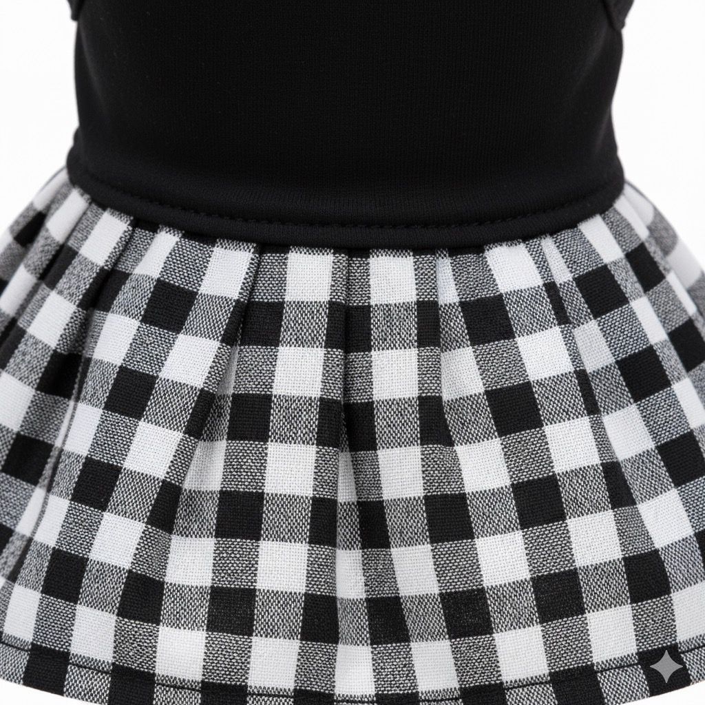 Vestido negro con falda cuadros