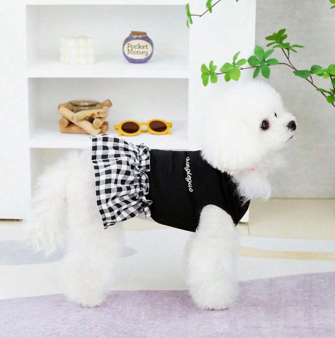 Vestido negro con falda cuadros