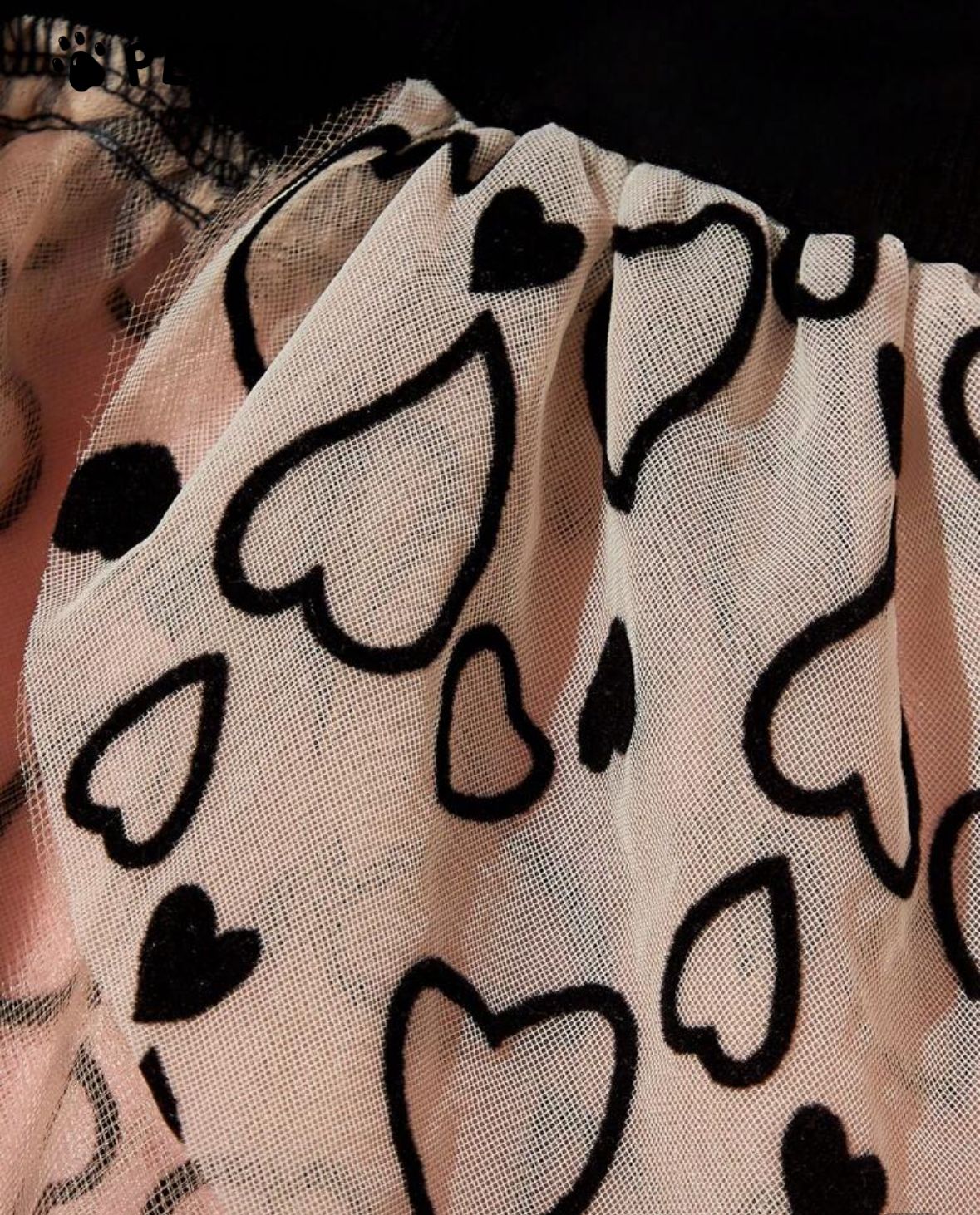 Vestido Mascotas con tutu negro y beige y corazones