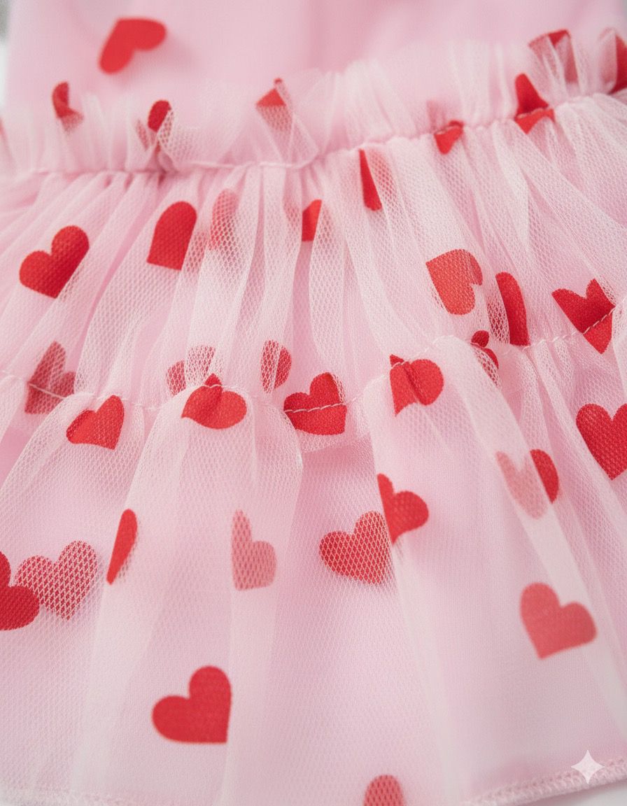 Vestido Mascota con tutu Rosado y corazones