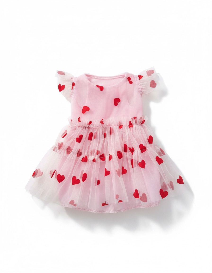 Vestido Mascota con tutu Rosado y corazones