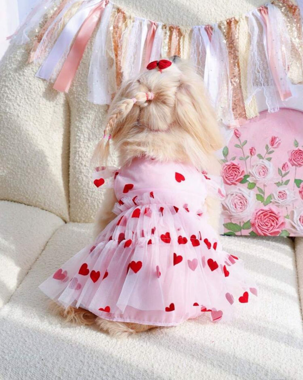 Vestido Mascota con tutu Rosado y corazones