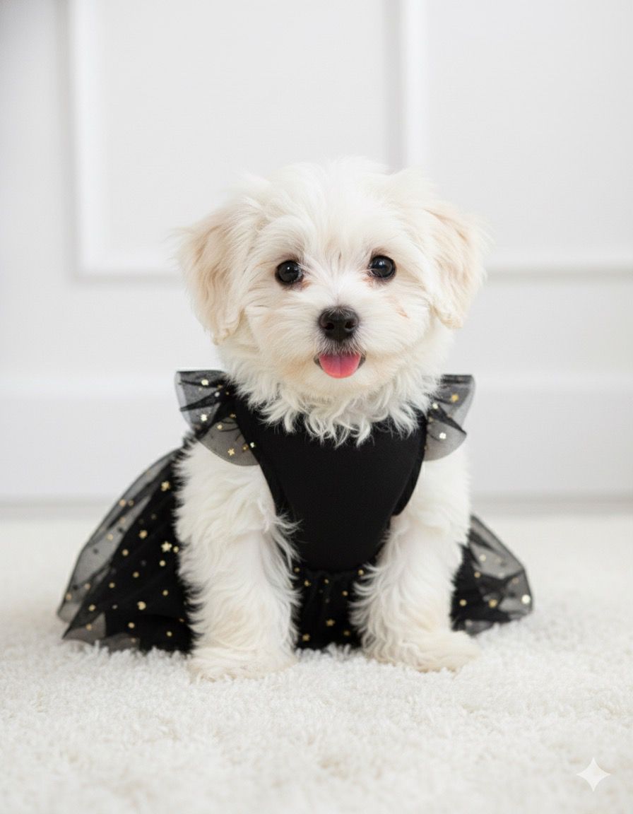 Vestido tutu negro estrellas doradas