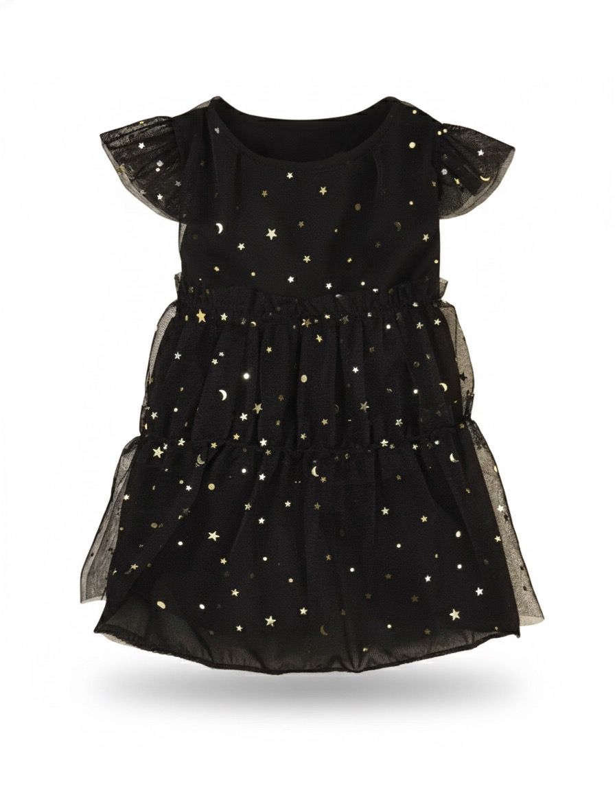 Vestido tutu negro estrellas doradas