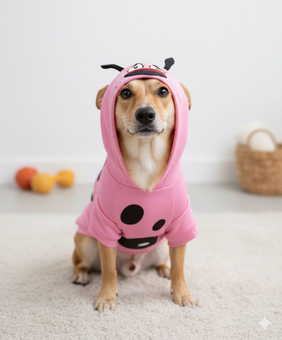 Polerón Rosa para Mascotas – Diseño “Coraje, el Perro Cobarde” 🐶💖