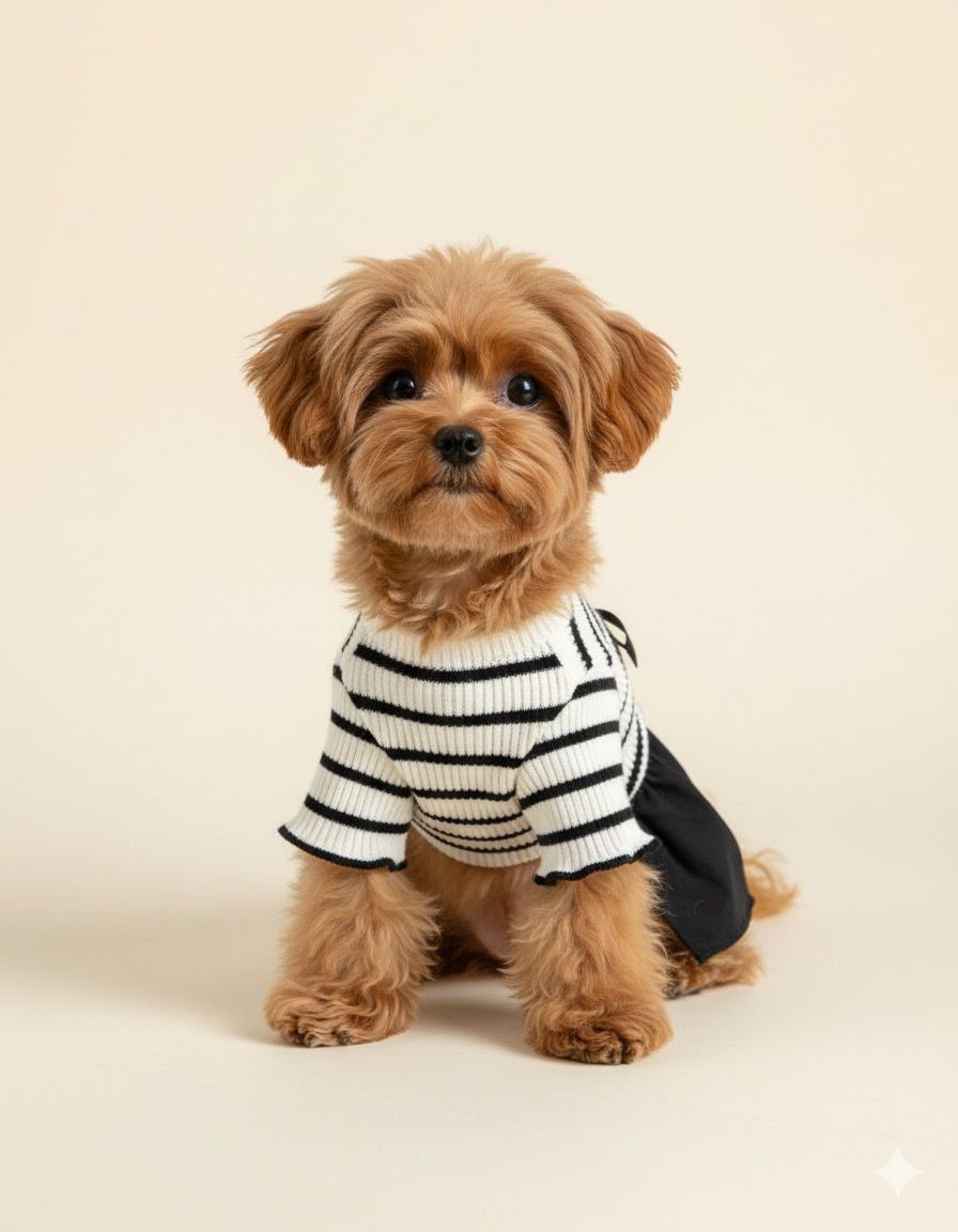 Vestido Mascota de Rayas falda negra