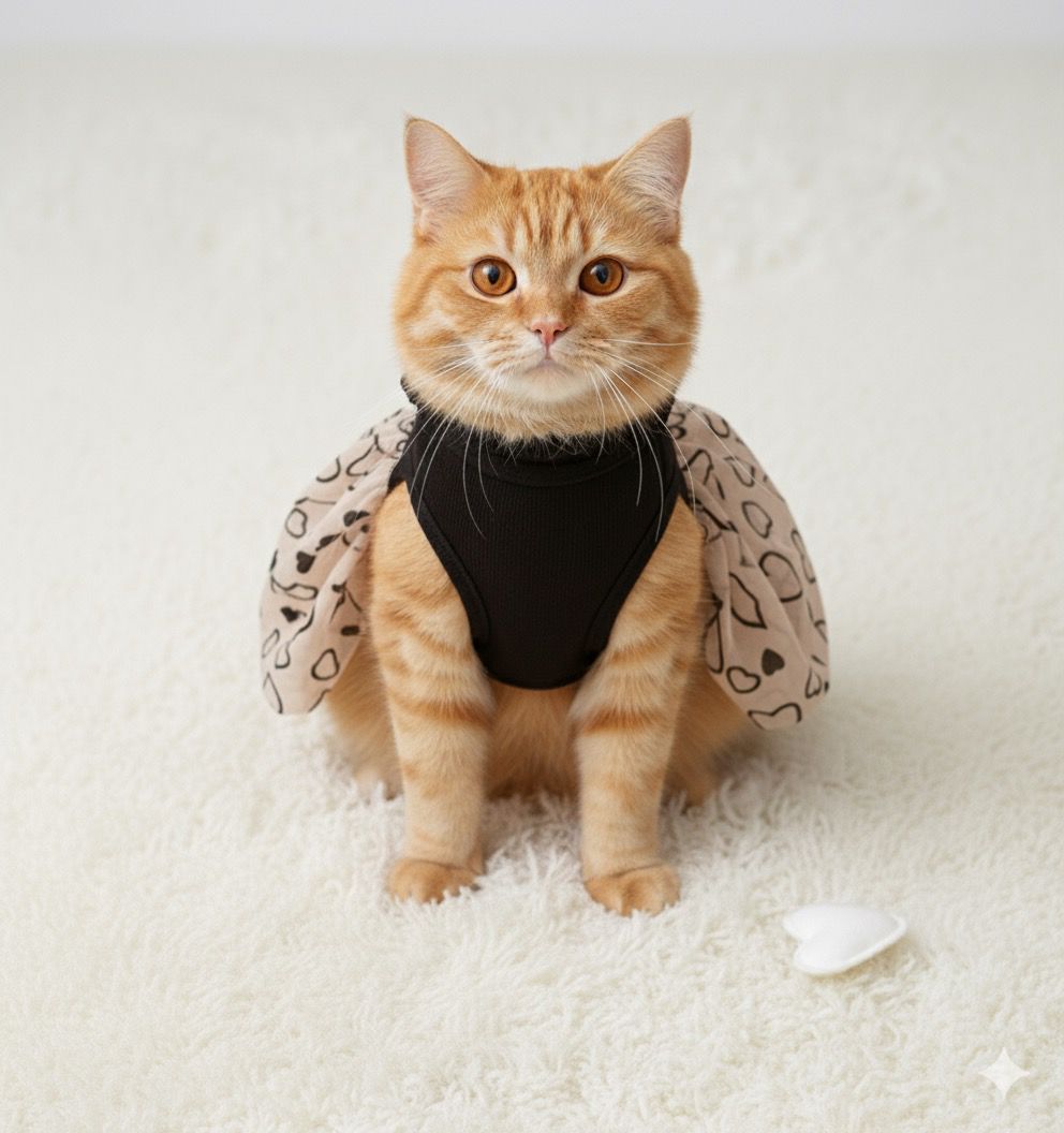 Vestido Mascotas con tutu negro y beige y corazones